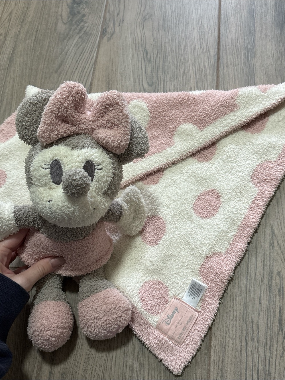 Disney Barefoot Dreams Minnie Mouse Pink & Cream Plush & Baby Blanket